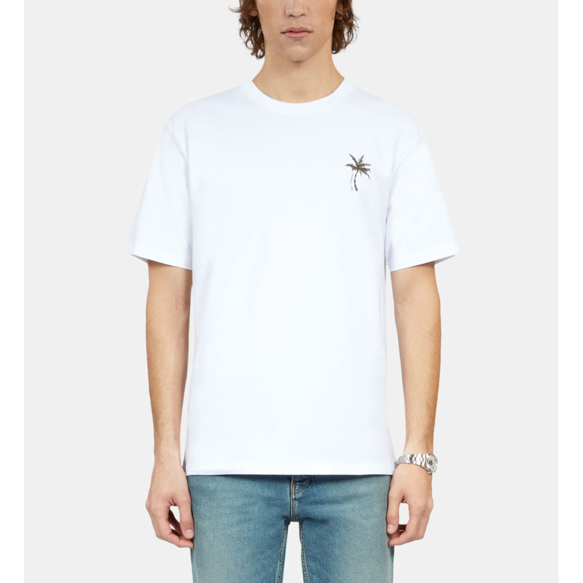 T-Shirt With Palm Tree Embroidery | Men | White