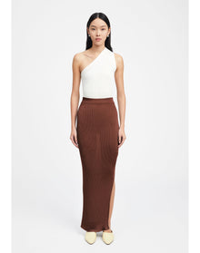 Tailor | Ribbed Maxi Skirt | Chocolate