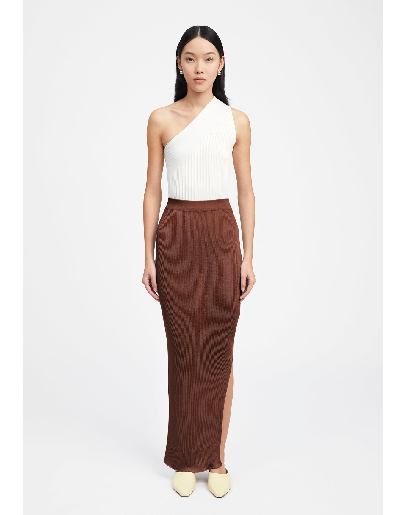 Tailor | Ribbed Maxi Skirt | Chocolate