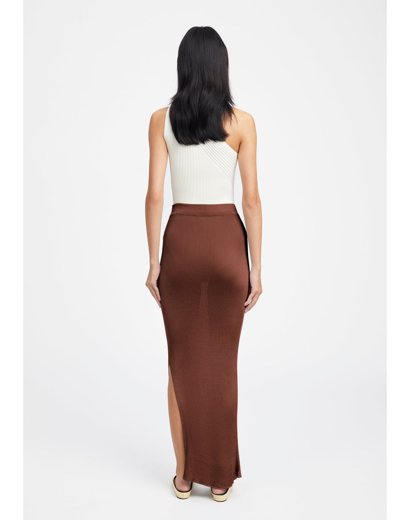 Tailor | Ribbed Maxi Skirt | Chocolate