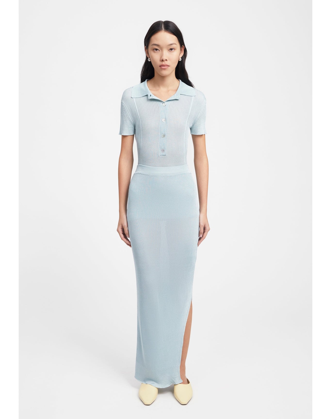 Tailor | Ribbed Maxi Skirt | Sky