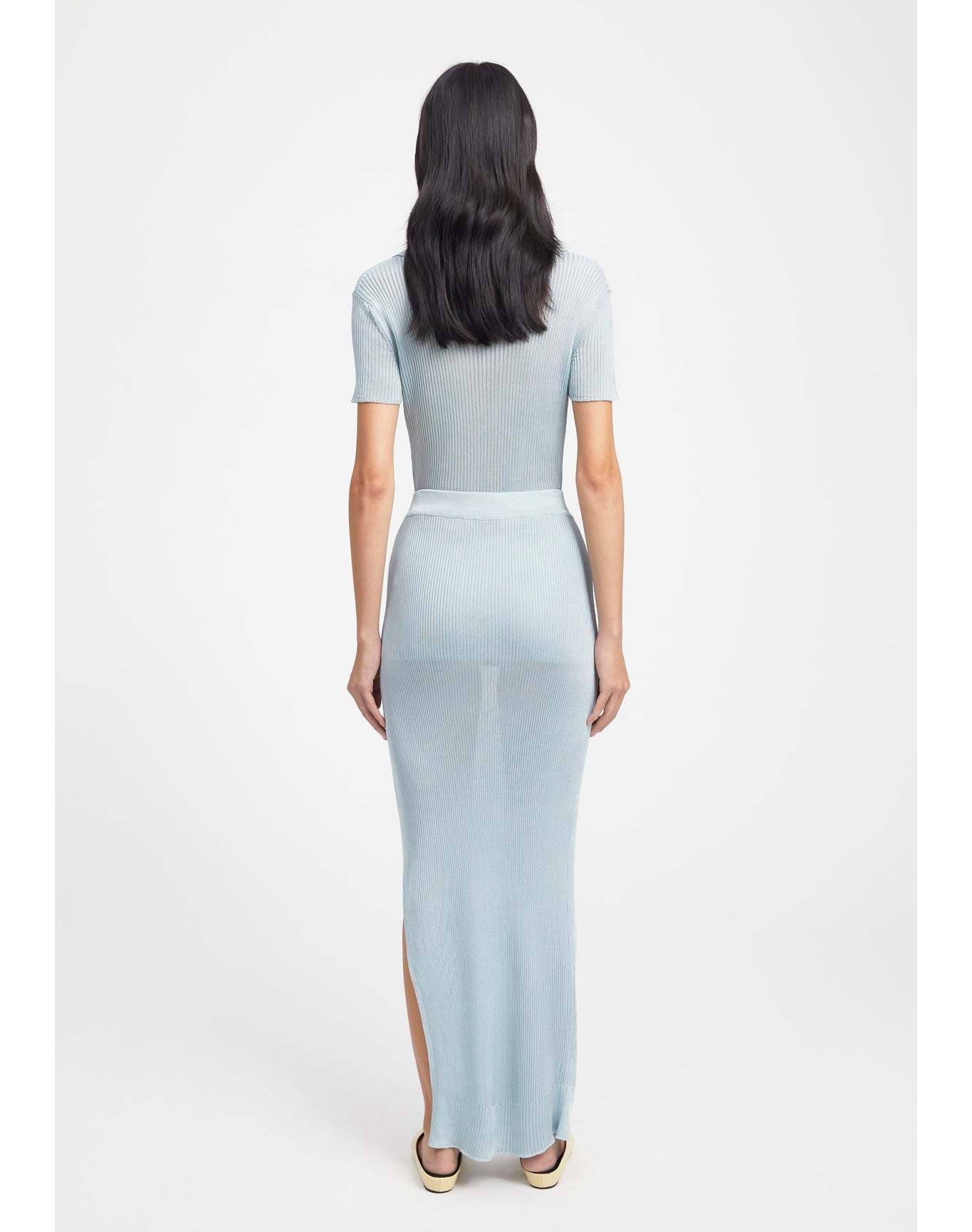 Tailor | Ribbed Maxi Skirt | Sky
