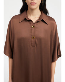 Talbot | Open-Back Satin Dress | Chocolate