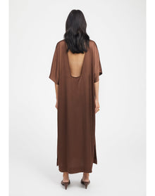 Talbot | Open-Back Satin Dress | Chocolate