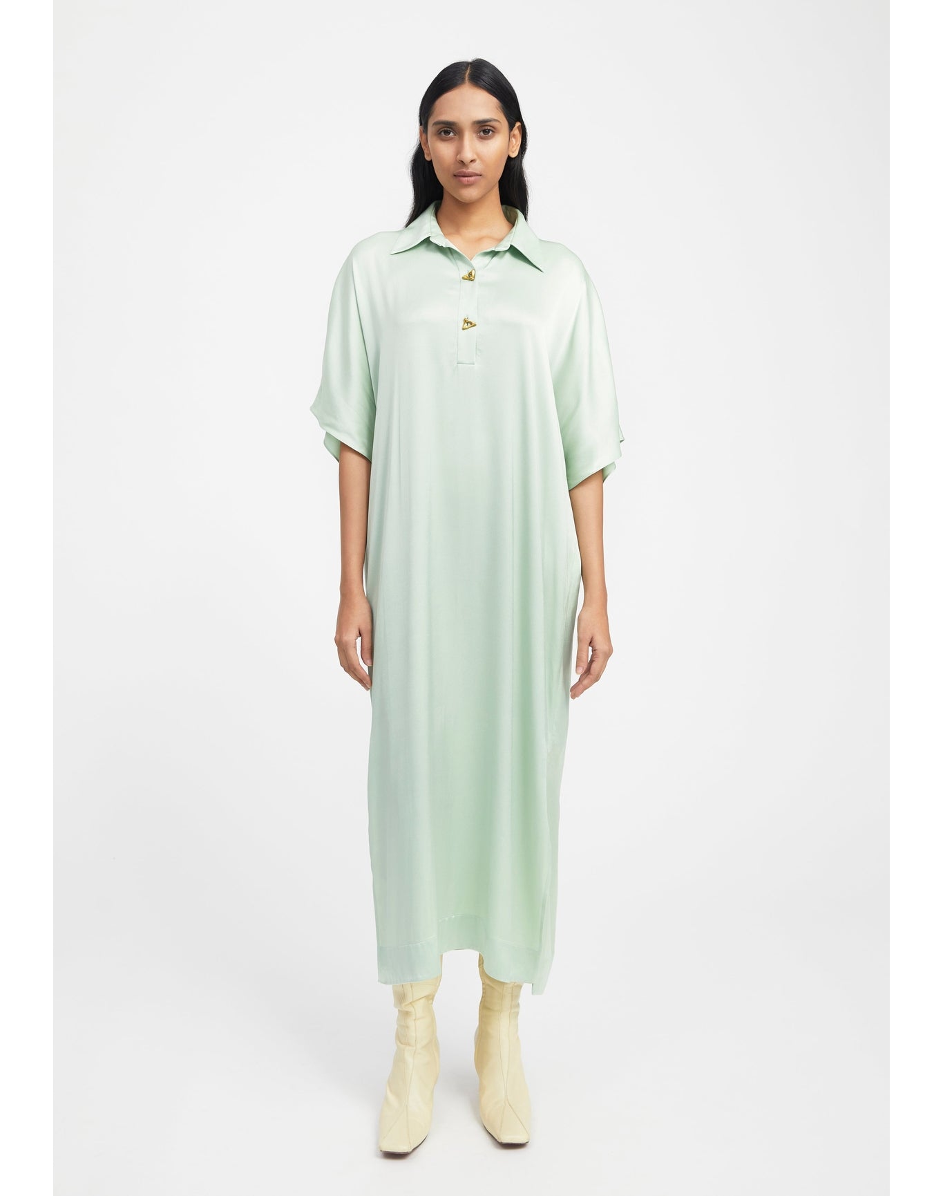 Talbot | Open-Back Satin Dress | Jade