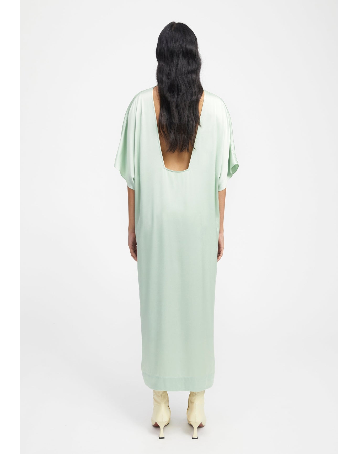 Talbot | Open-Back Satin Dress | Jade