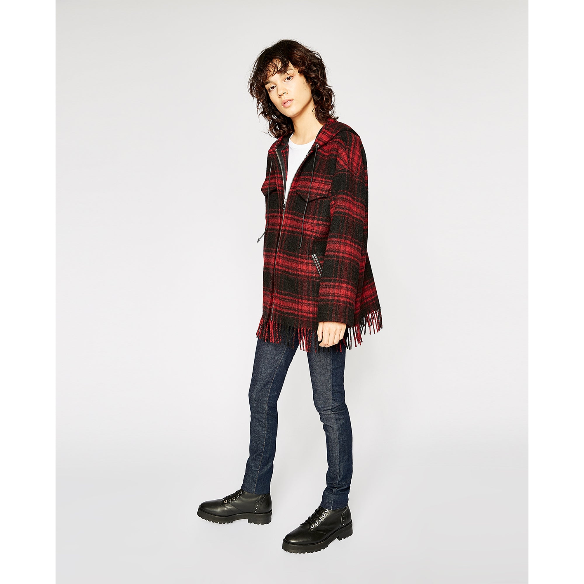 Tartan Wool Jacket | Women | Red x Black