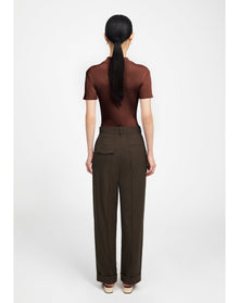 Tate | Ribbed Polo Top | Chocolate