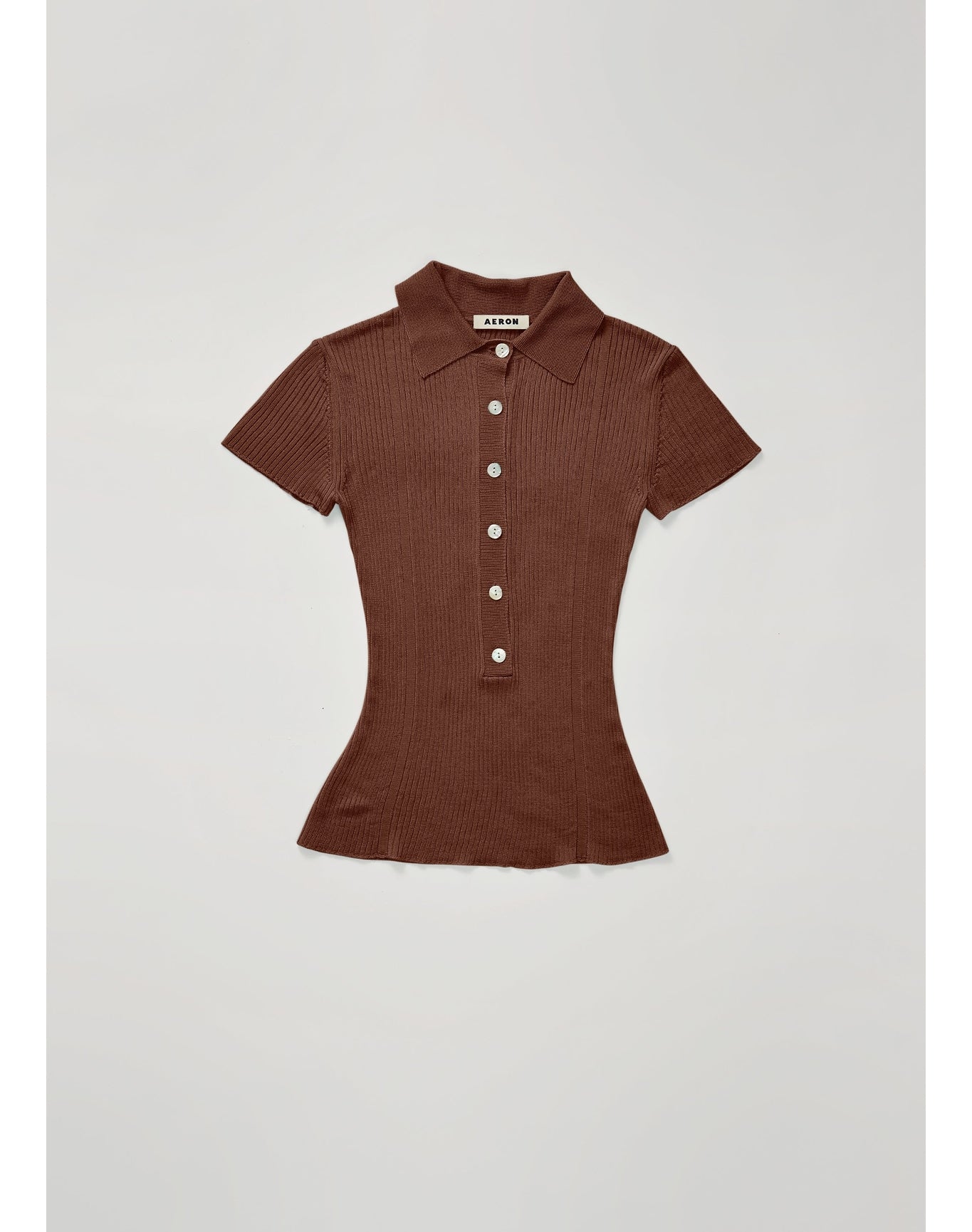 Tate | Ribbed Polo Top | Chocolate