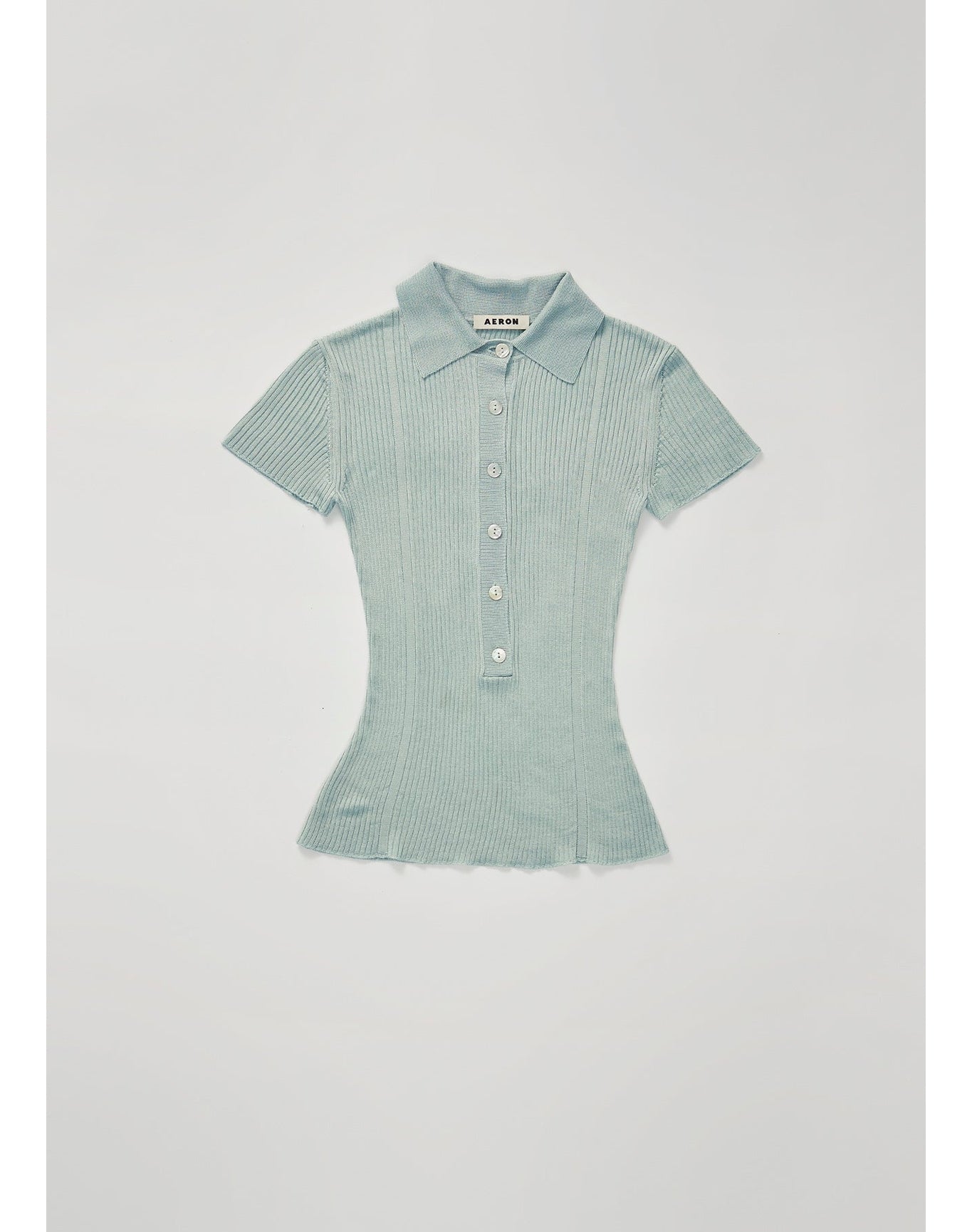 Tate | Ribbed Polo Top | Sky