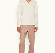 Terry Towelling Tailored Fit Long-Sleeve Cotton Towelling Resort Polo Shirt | Cashew