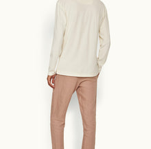 Terry Towelling Tailored Fit Long-Sleeve Cotton Towelling Resort Polo Shirt | Cashew