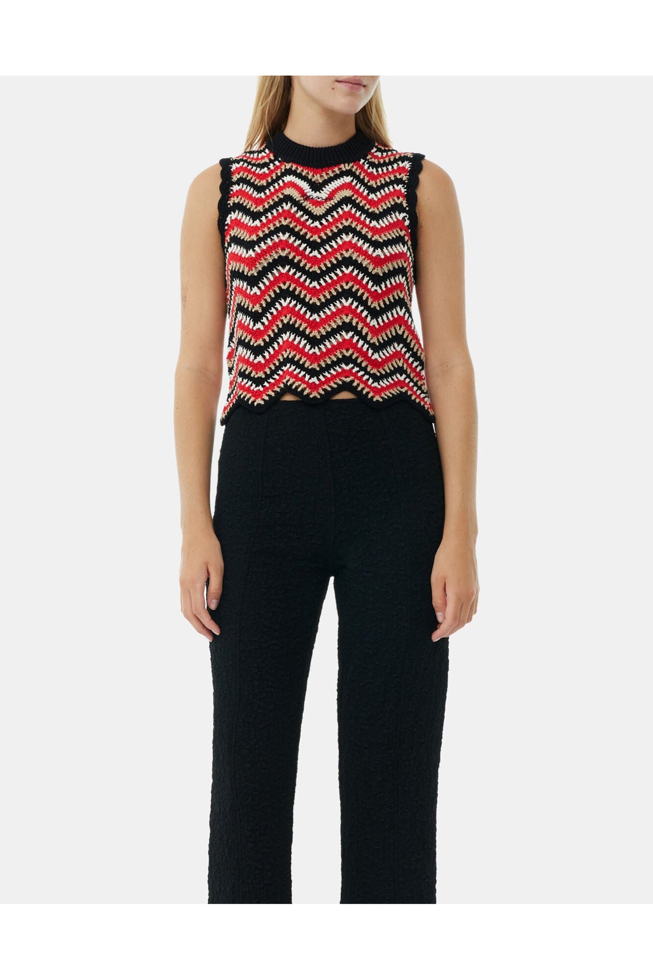 Textured Suiting Cropped Trousers | Black