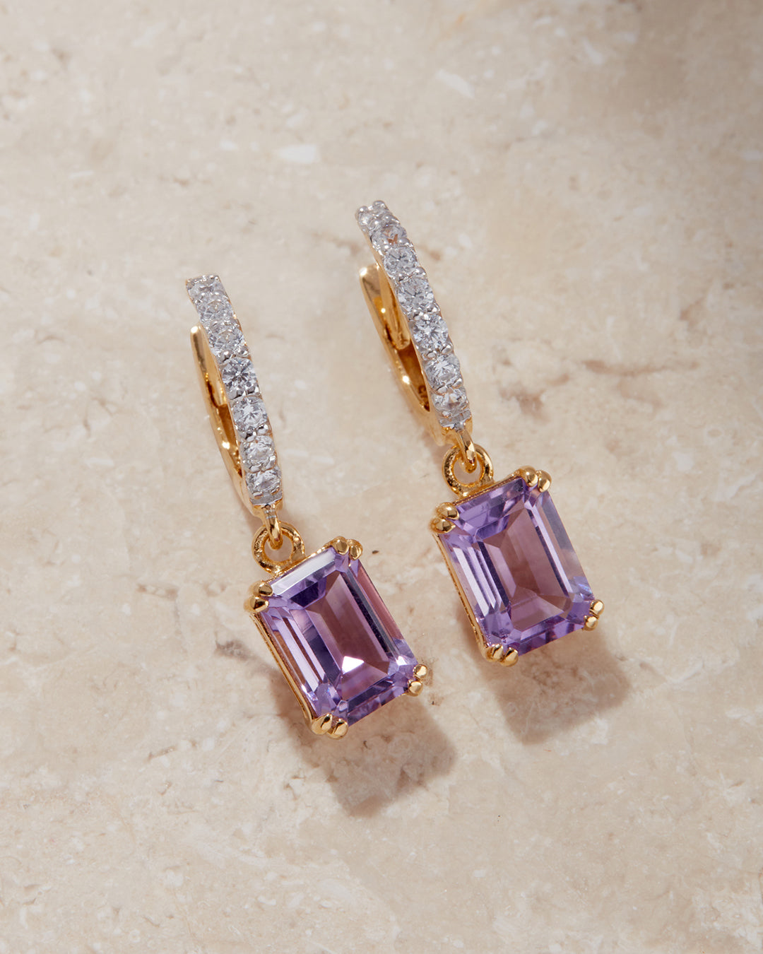 The Diana Huggies - Amethyst | Gold Vermeil Plated Sterling Silver