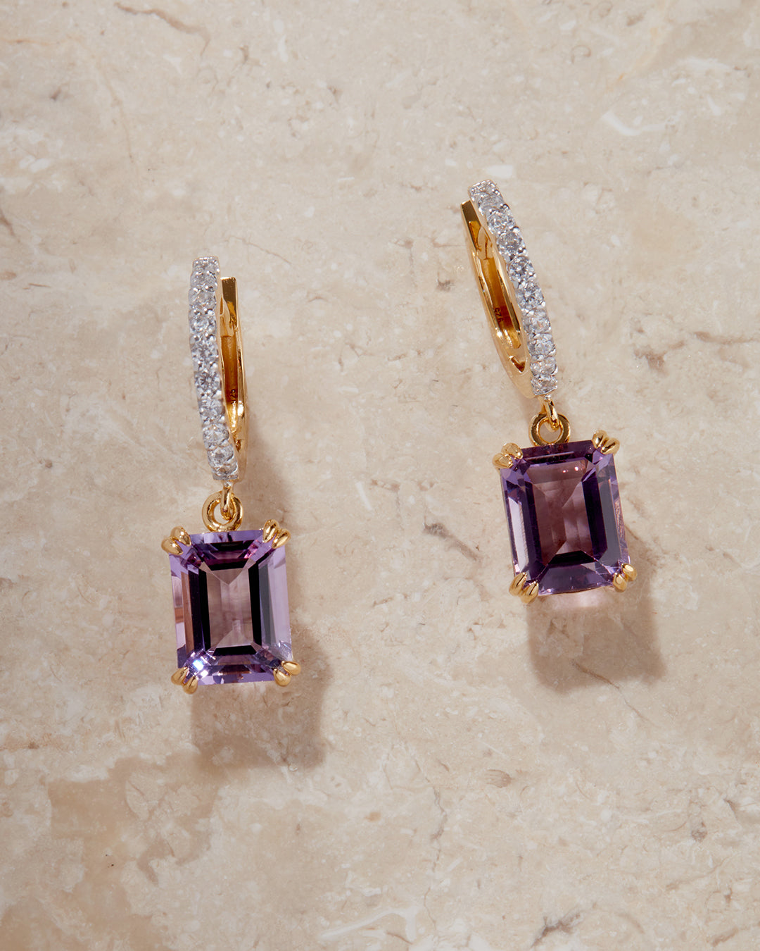 The Mini Diana Huggies - Amethyst | Gold Vermeil Plated Sterling Silver