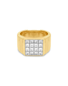 The Pave Square Signet Ring | Cubic Zirconia | Gold
