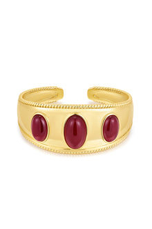 The Shiraz Bangle | Dark Red Cabochon | Gold