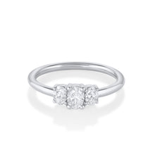 Women | The Michelle Oval Three–Stone Engagement Ring | 14k White Gold