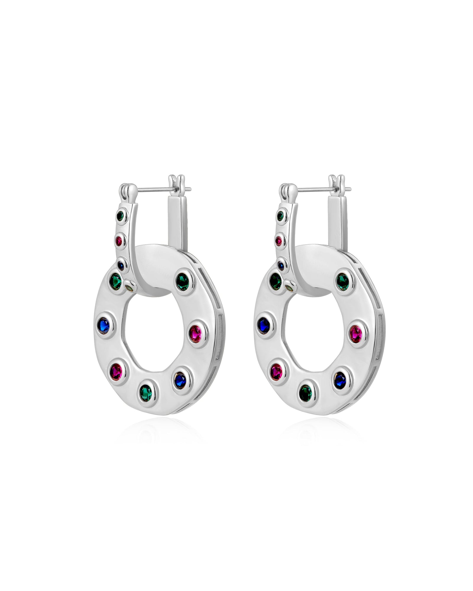 The Royale Stone Statement Earrings | Plated Silver