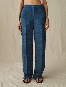 Womens | The Cargo Pants in Linen Slub | Indigo