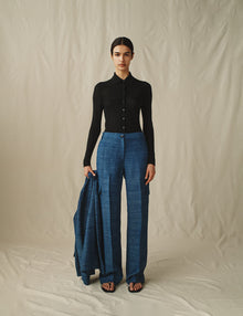 Womens | The Cargo Pants in Linen Slub | Indigo