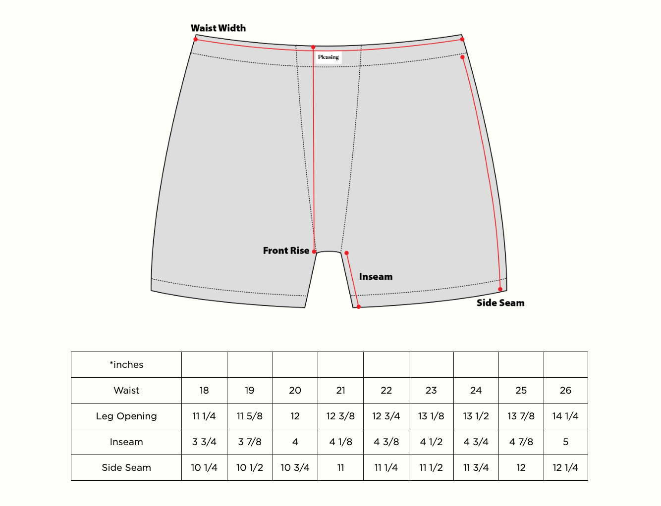 Product size guide