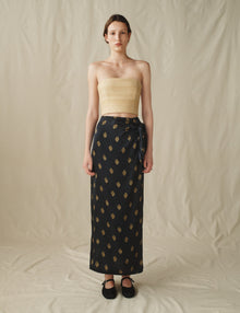 Womens | The Band Top in Silk Basket Weave | Straw