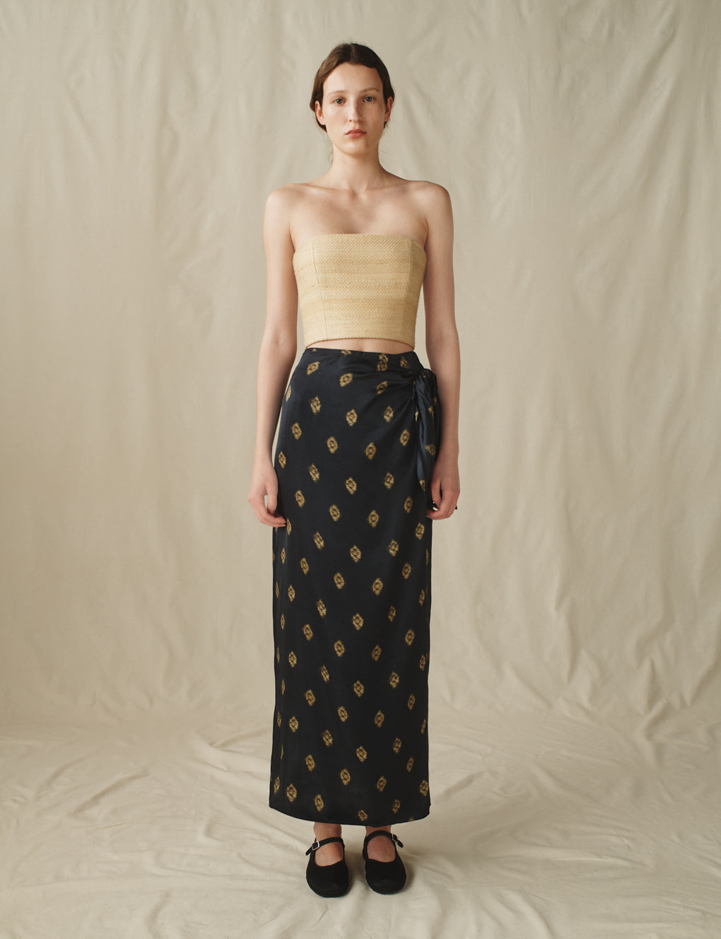 Womens | The Band Top in Silk Basket Weave | Straw