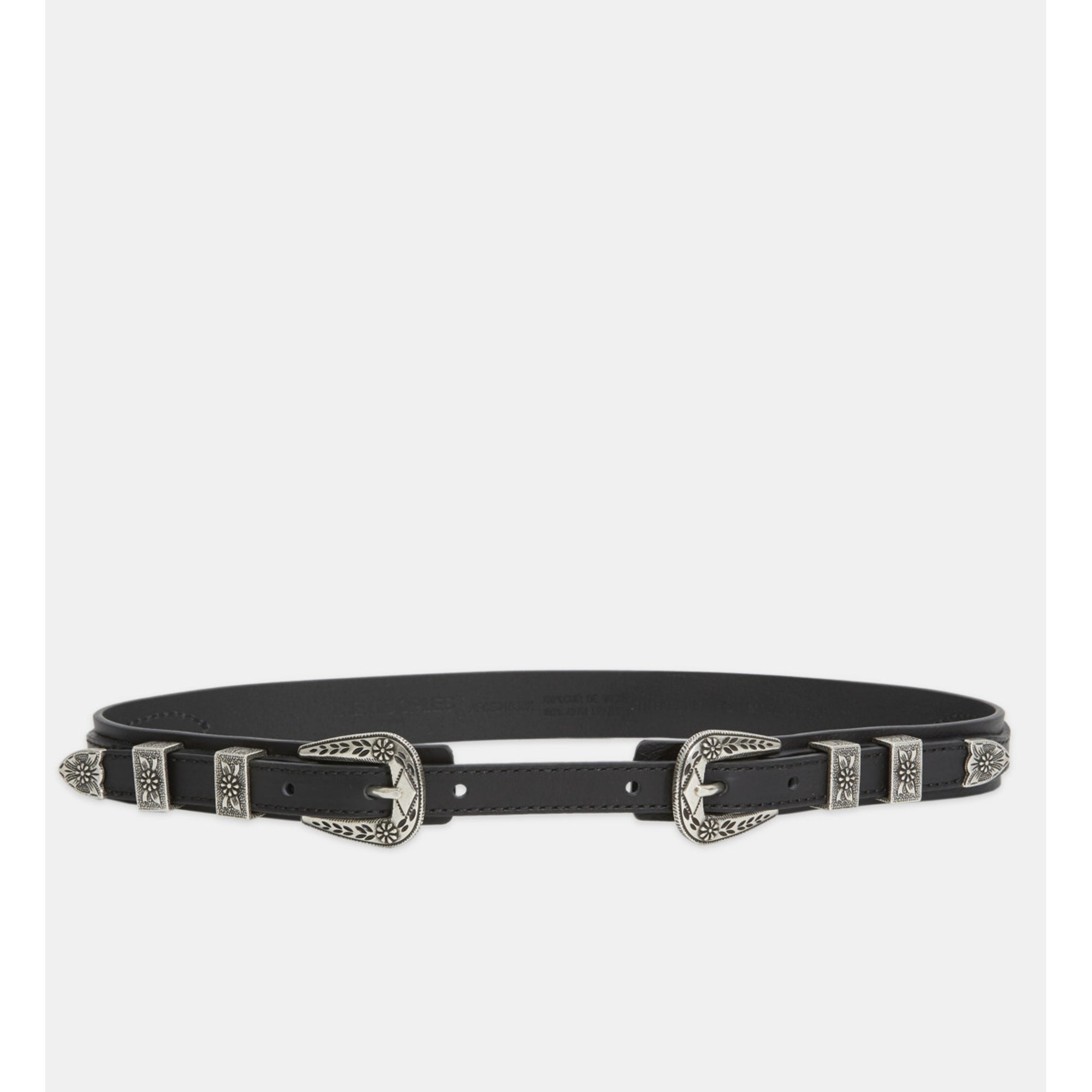 Thin Grained Leather Belt | Women | Black