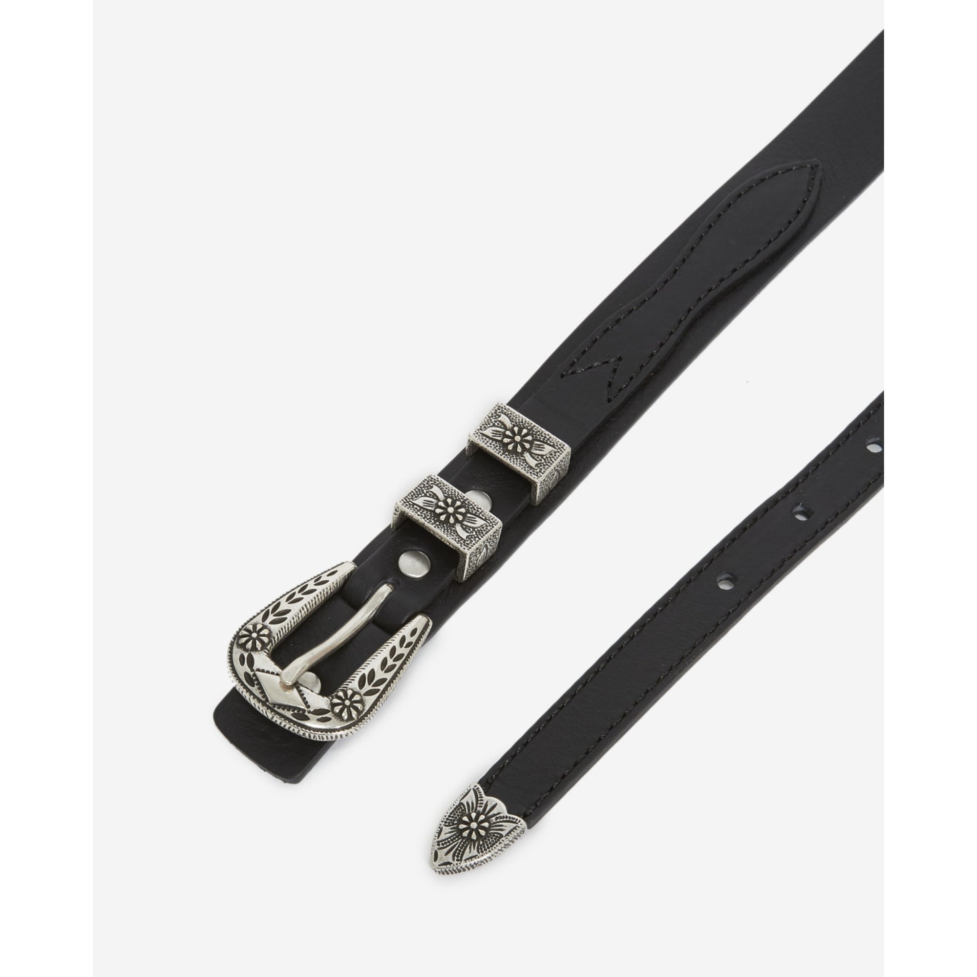 Thin Grained Leather Belt | Women | Black