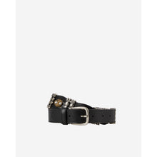 Thin Leather Belt With Embellishments | Women | Black