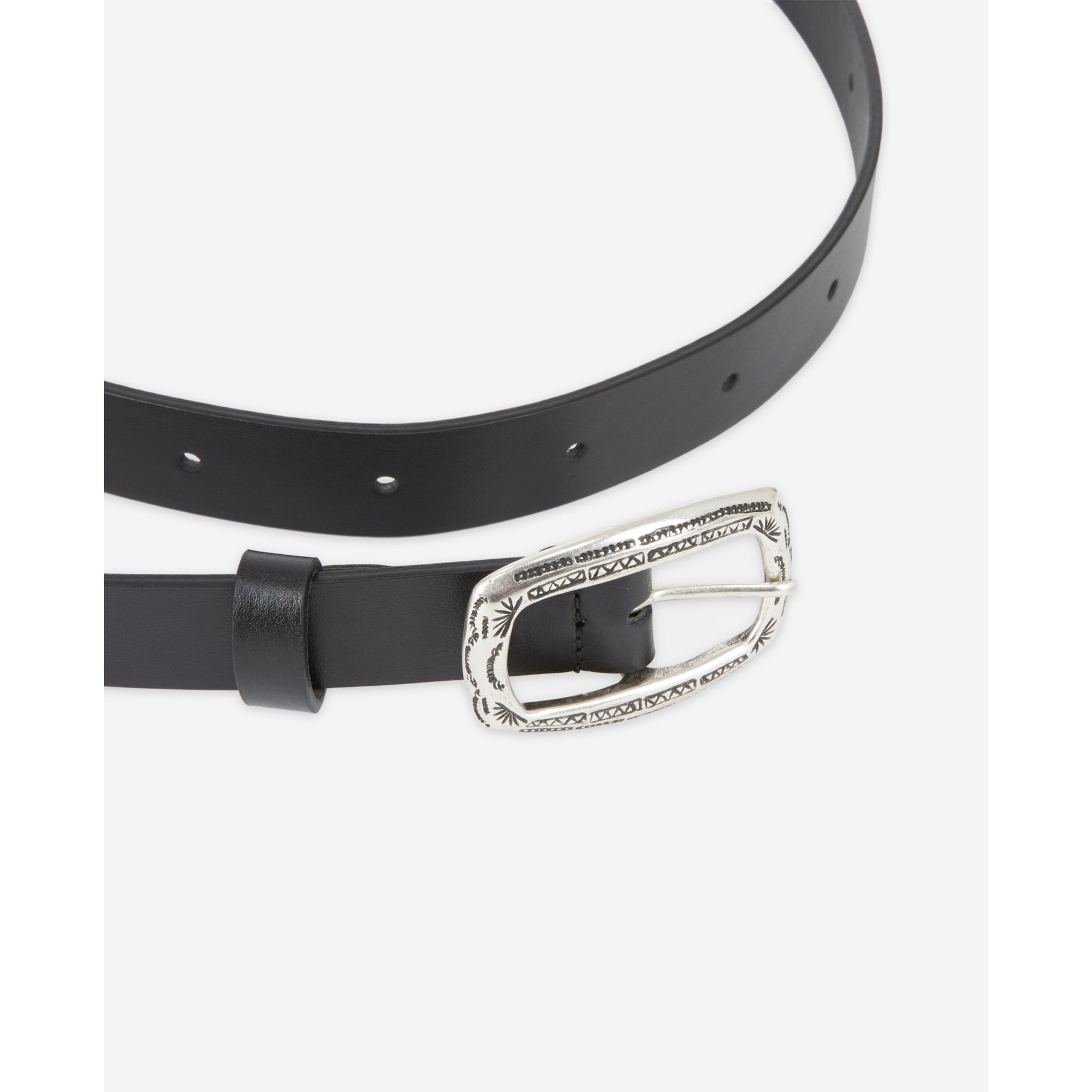 Thin Leather Belt With Rectangular Buckle | Women | Black