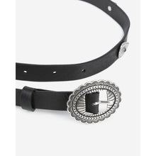 Thin Leather Belt With Rivets | Women | Black