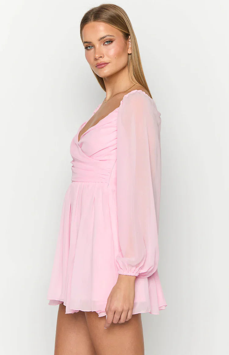 Tiffany Long Sleeve Mini Dress | Pink