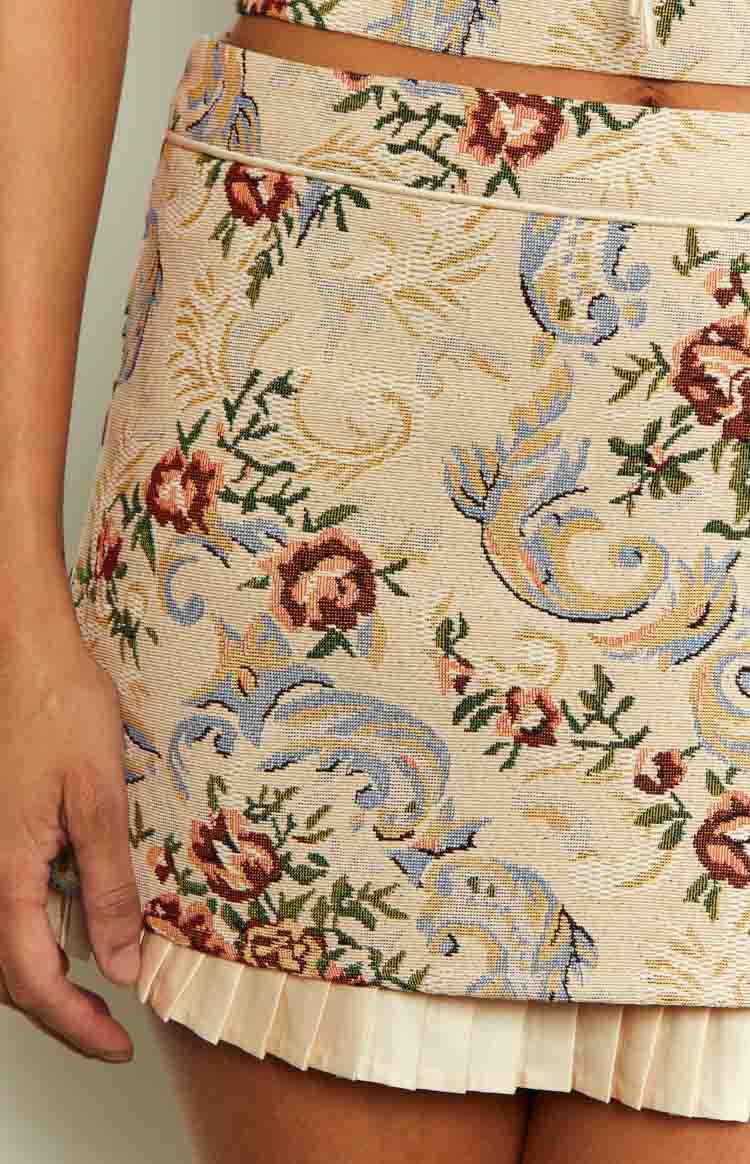 Till Forever Tapestry Mini Skirt | Beige