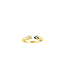 Topaz and Diamond Open Pave Ring | Blue