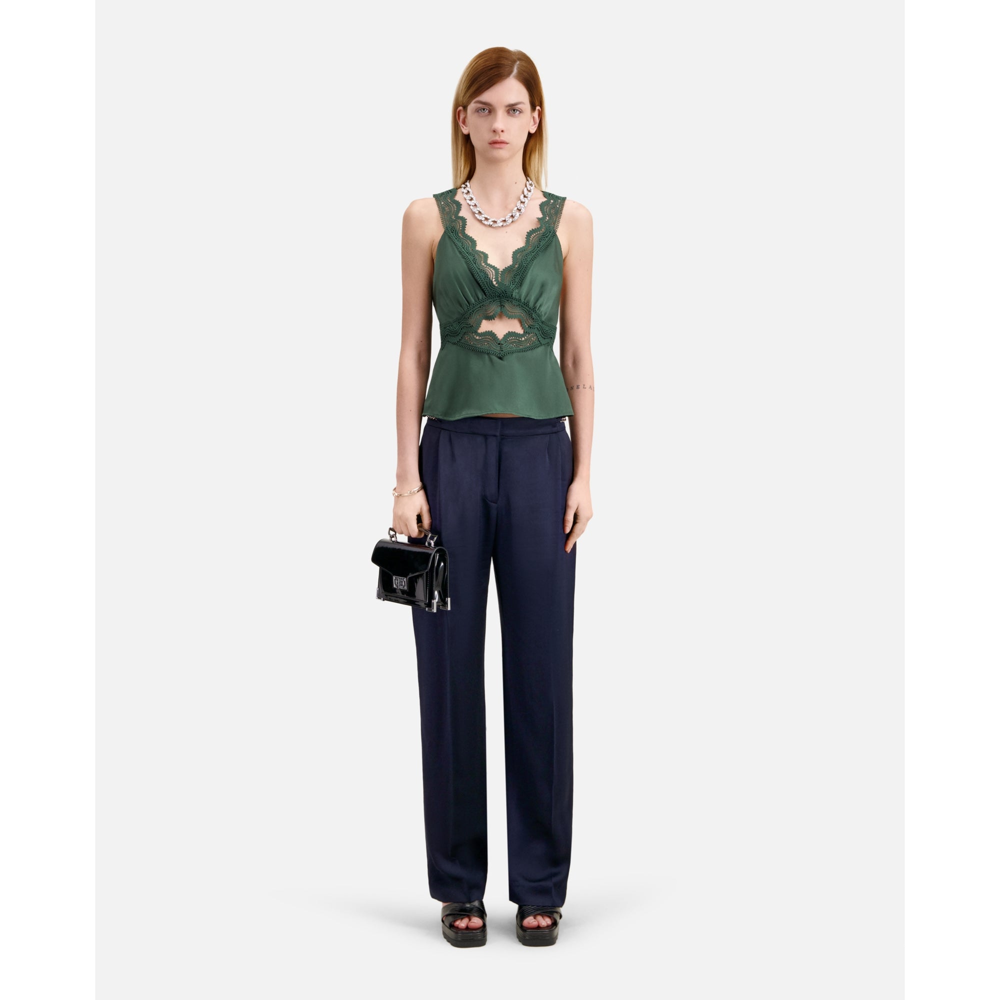 Trousers With Chains | Women | Navy Blue