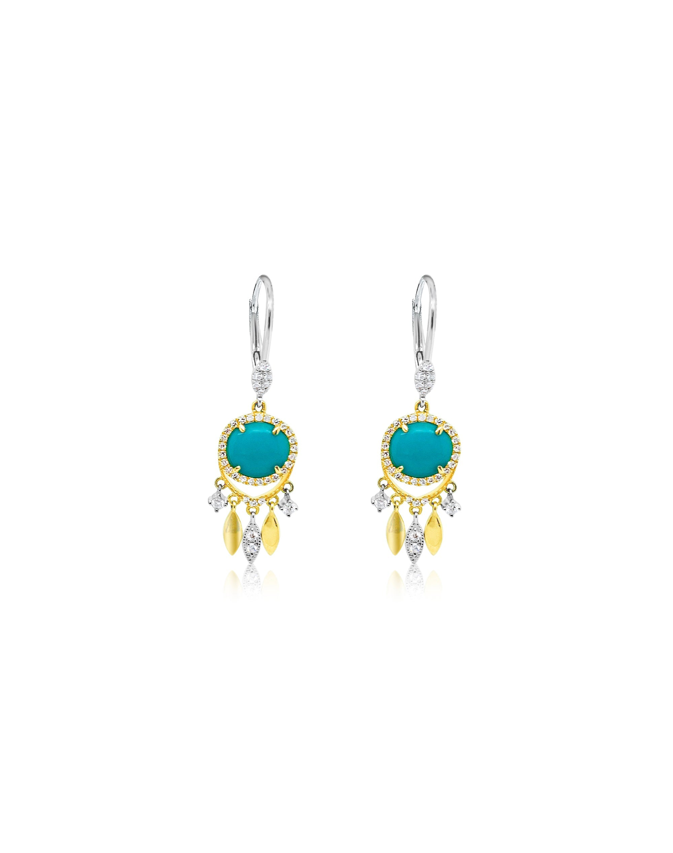 Turquoise Dream Catcher Earrings in and Diamonds | 14kt Yellow Gold