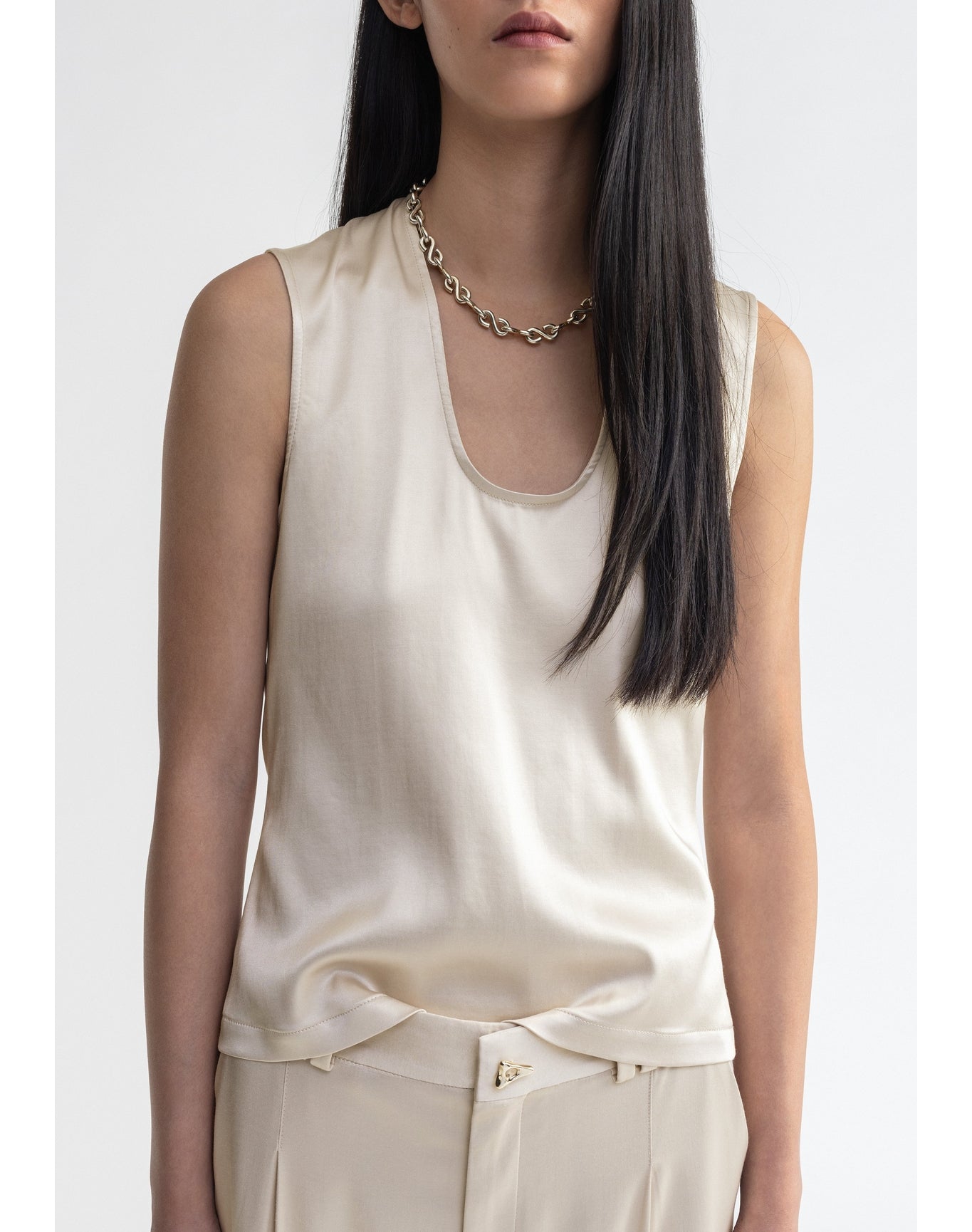 Tutu | Scoop-Neck Satin Top | Silver