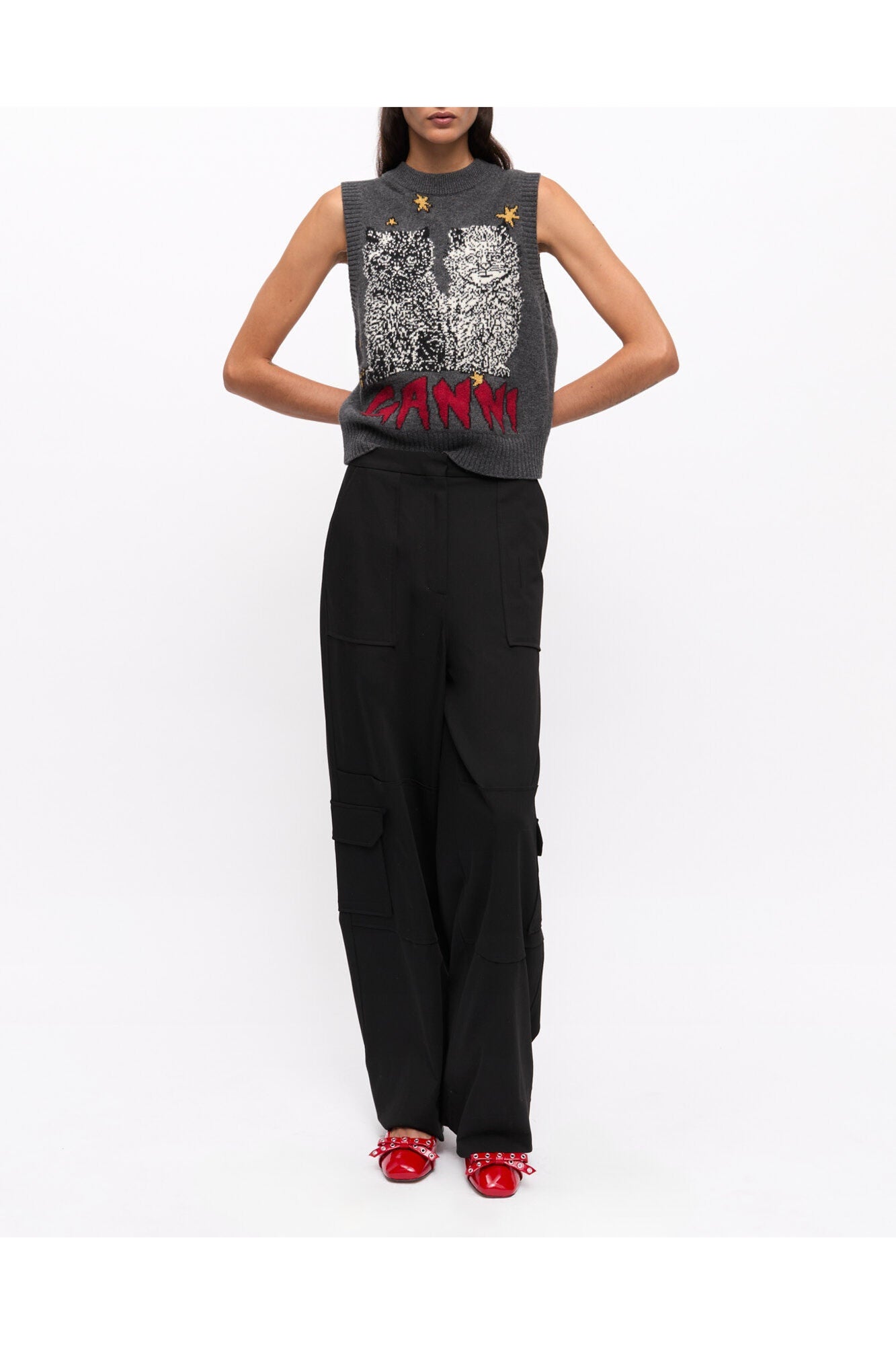 Twill Suiting Cargo Trousers | Black
