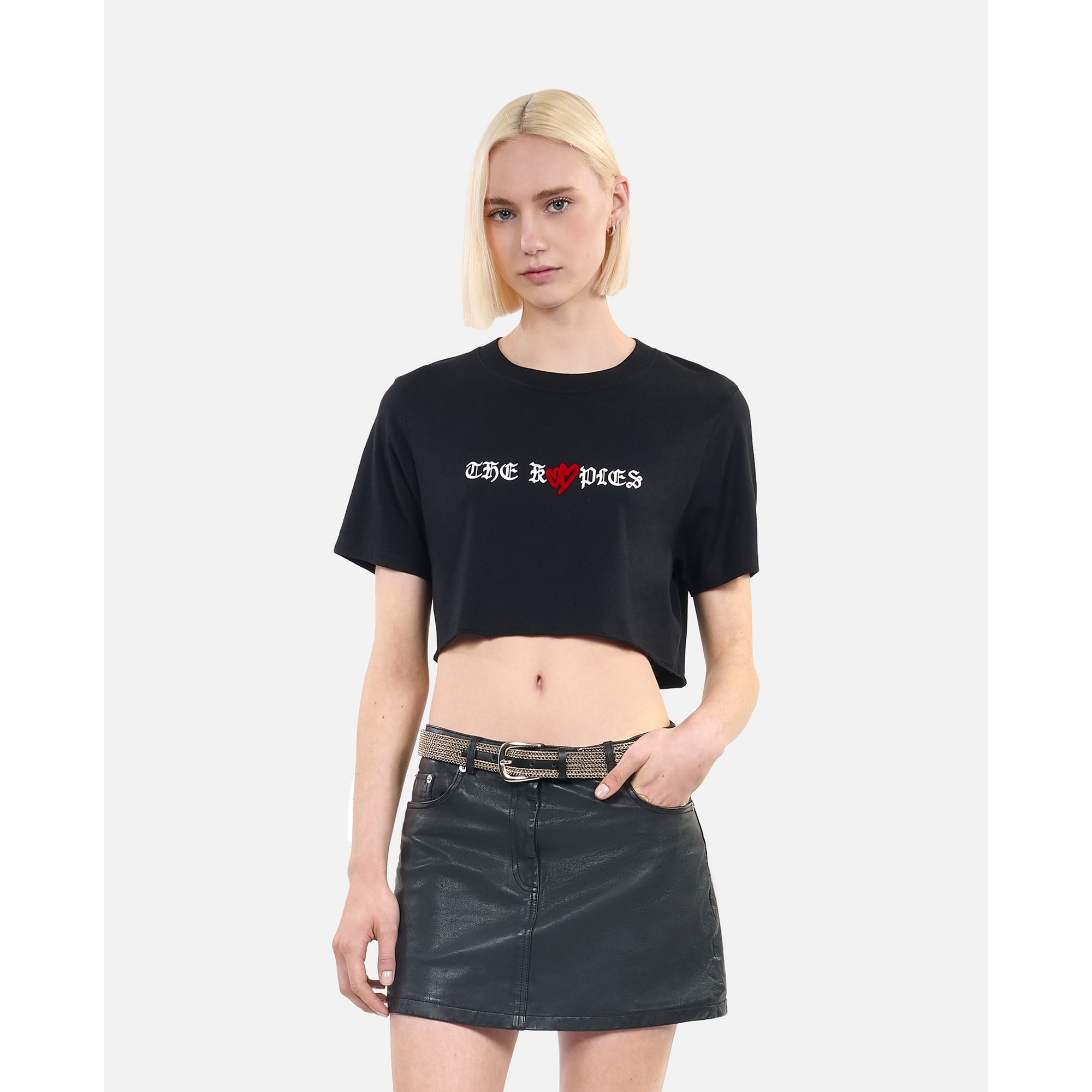 Twin Hearts Serigraphy T-Shirt | Women | Black