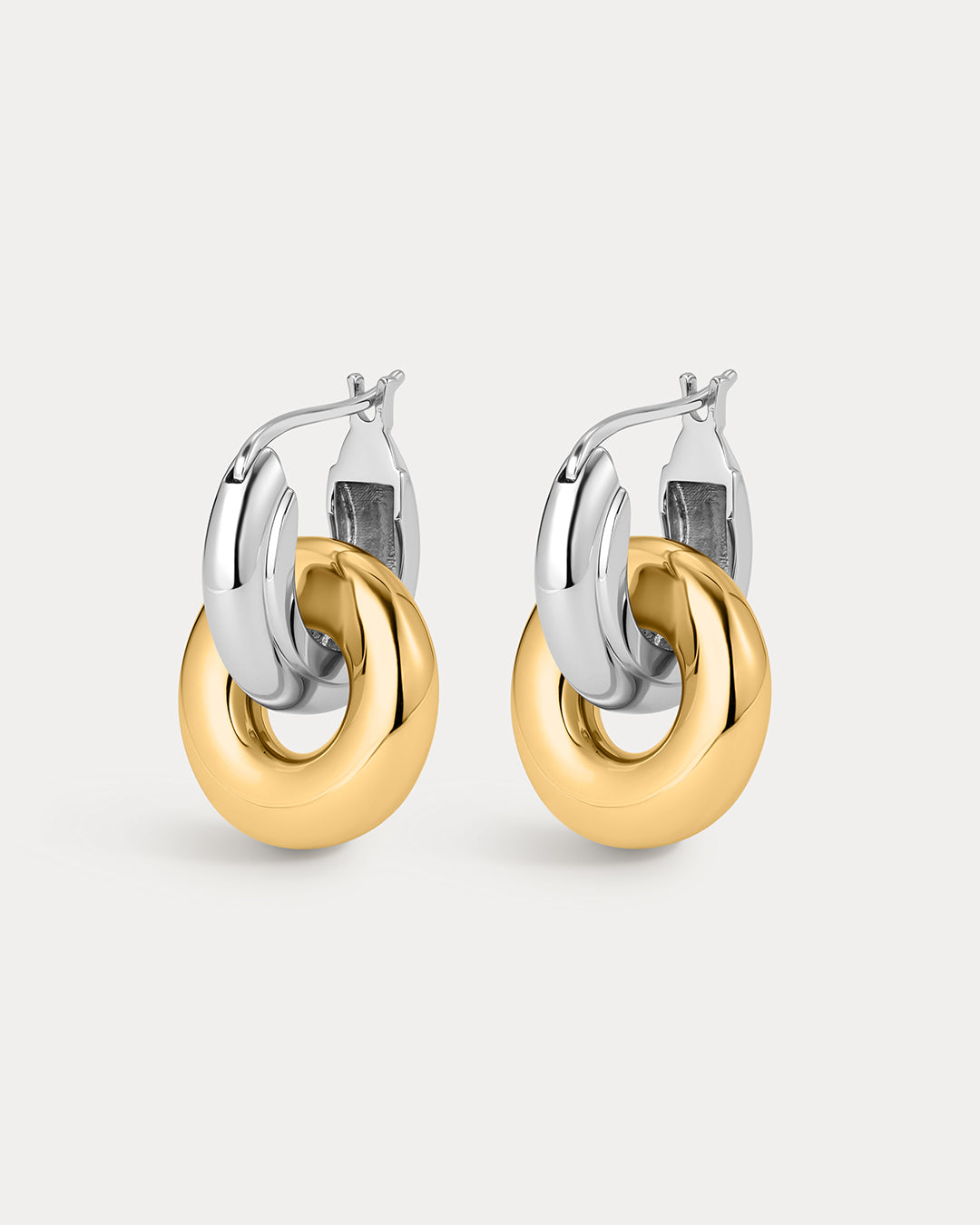 Two-Tone Interlock Hoops | Silver