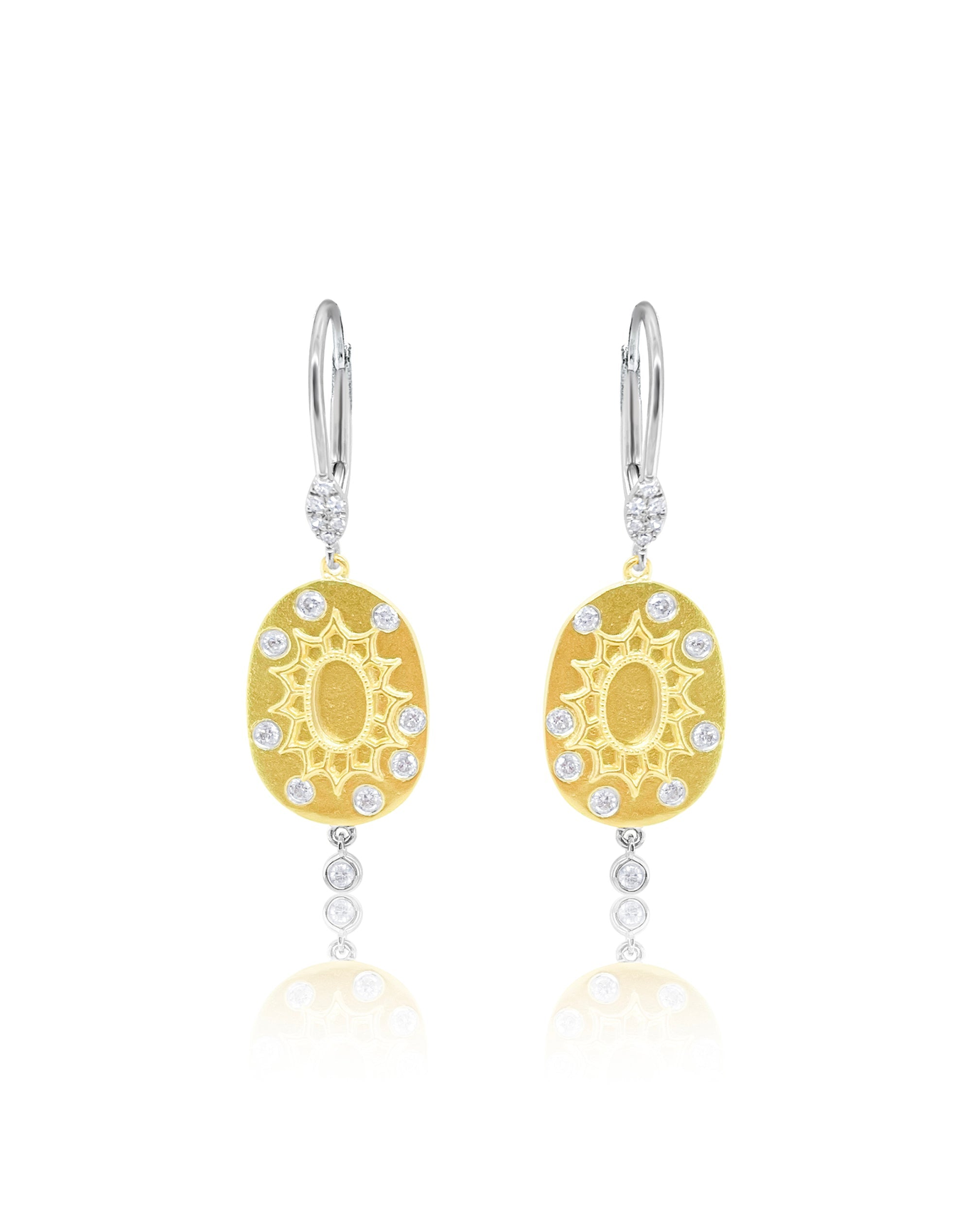 Two Tone .22 Ct Diamond Drop Earrings | Yellow Gold