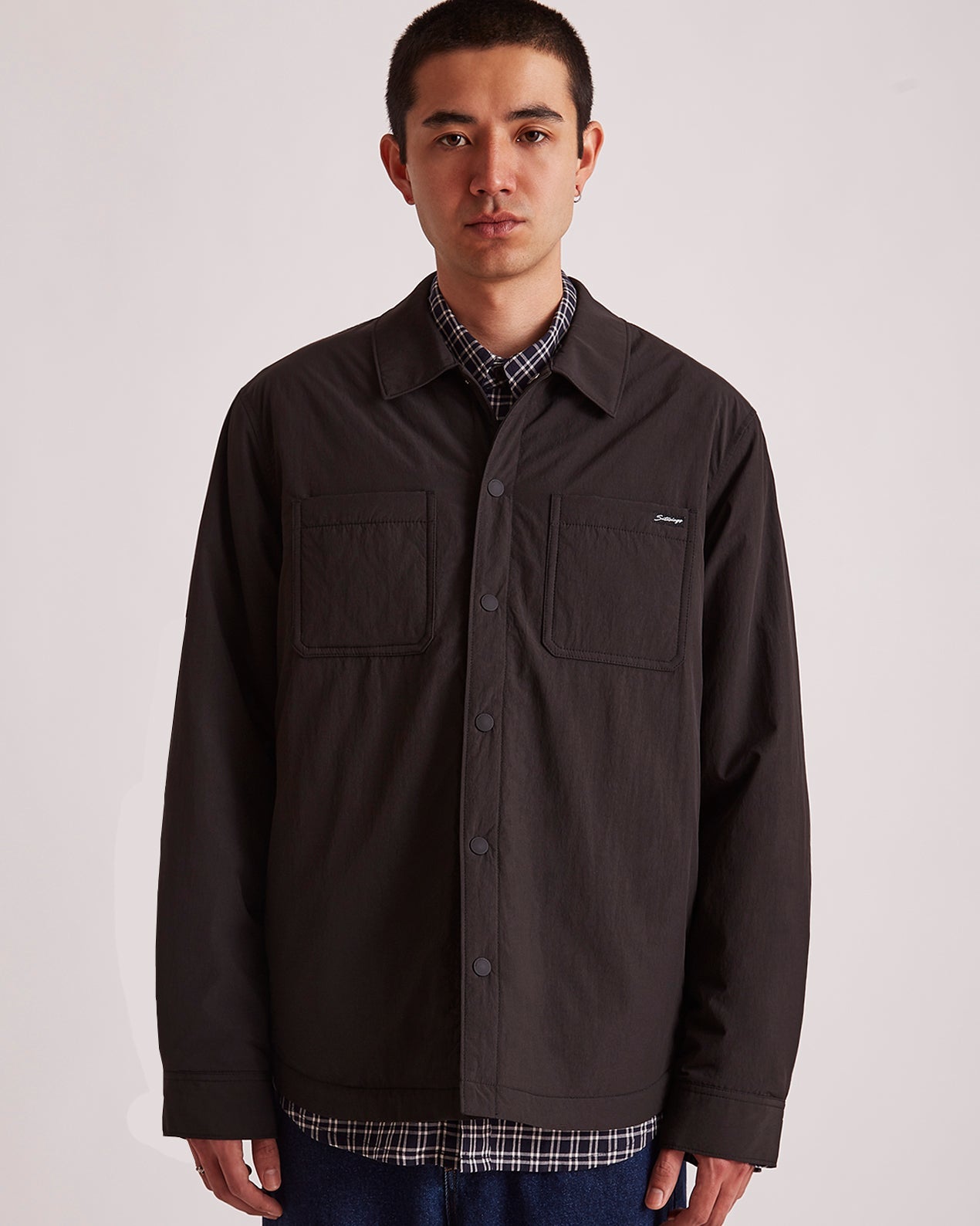 Black | Rhodes Nylon Padded Overshirt