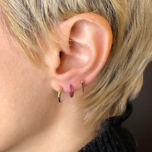 14K Recycled Gold Quill Spike Stud styled with a Ruby Pavé hoop and Gold Spike Stud