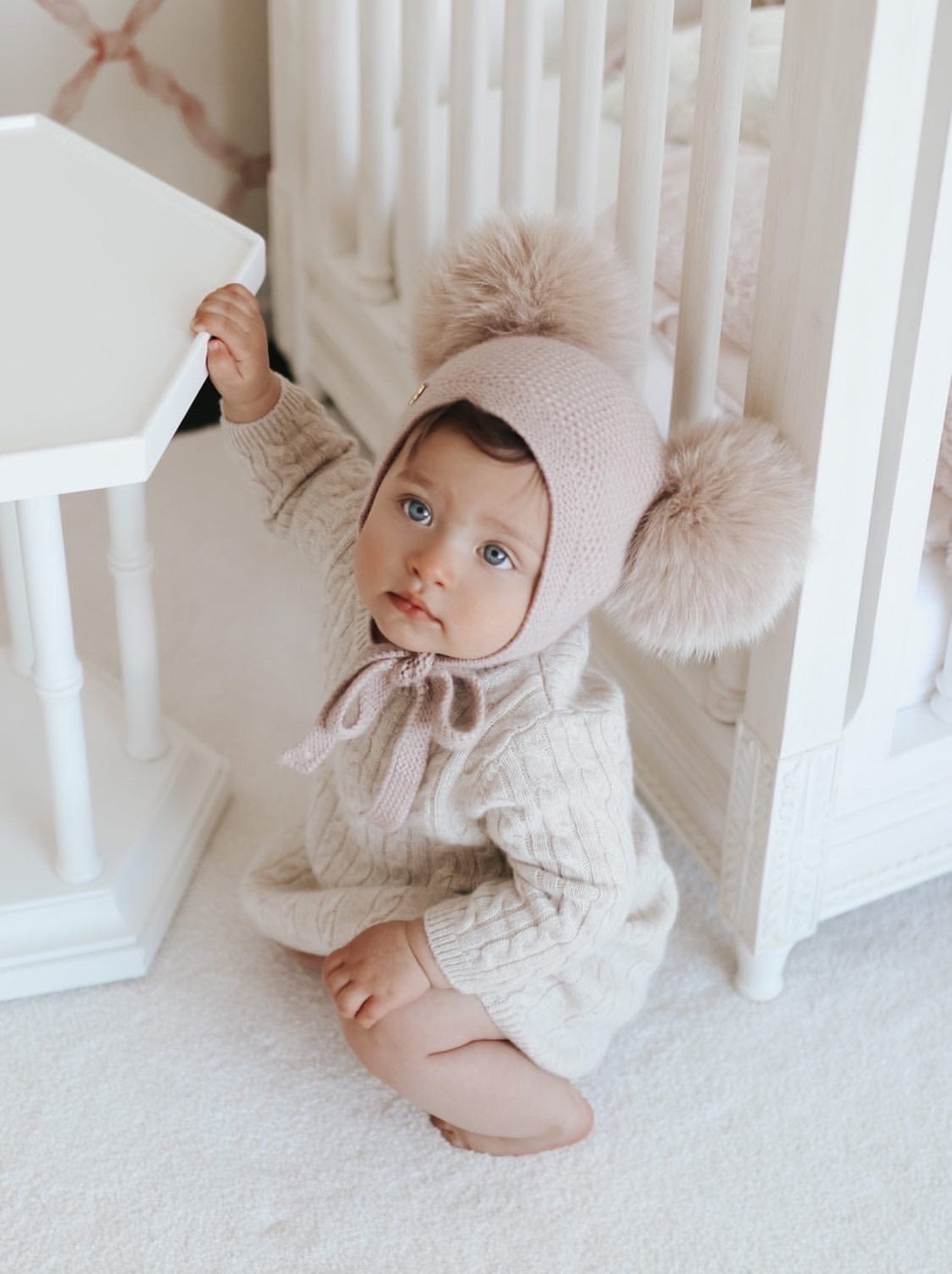 Unisex | Honeycomb Dusty Cashmere Bonnet | Pink