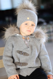 Unisex | Honeycomb Grey Cashmere Pram Coat with Grey Trim | Gray