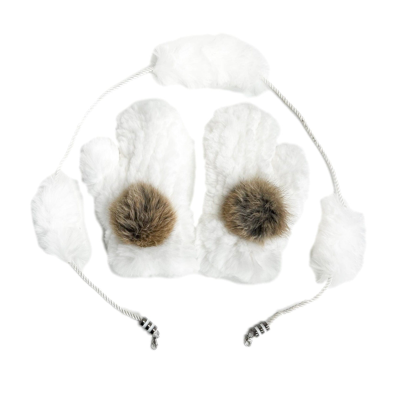Unisex | Rabbit Fur Mittens | White