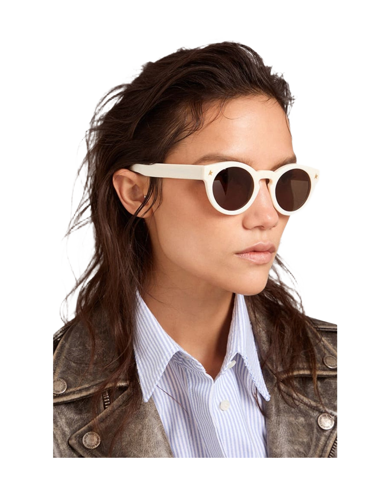 Unisex | Sunglasses Panthos Model with White Frame & Gold Details | White x Roviex