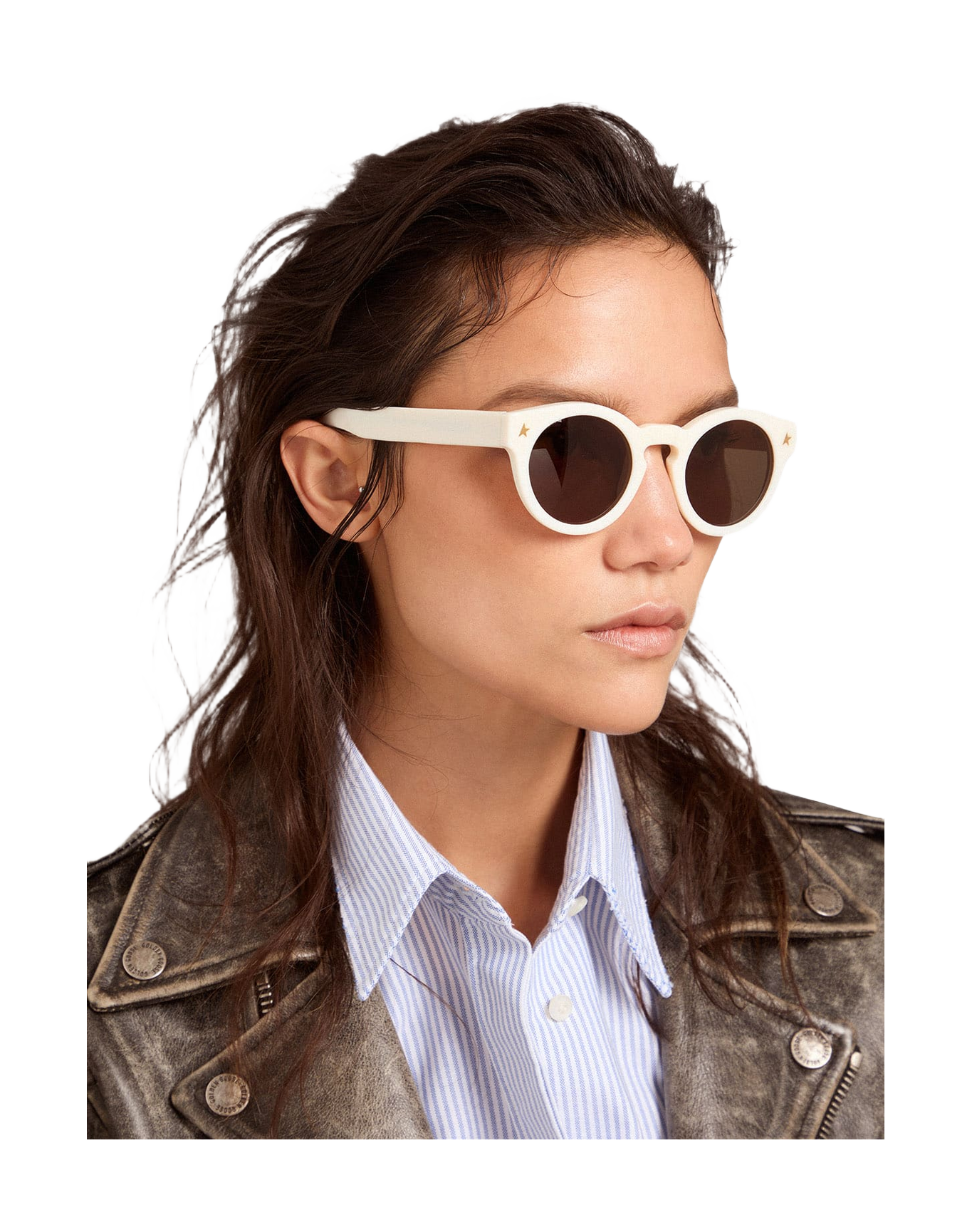 Unisex | Sunglasses Panthos Model with White Frame & Gold Details | White x Roviex